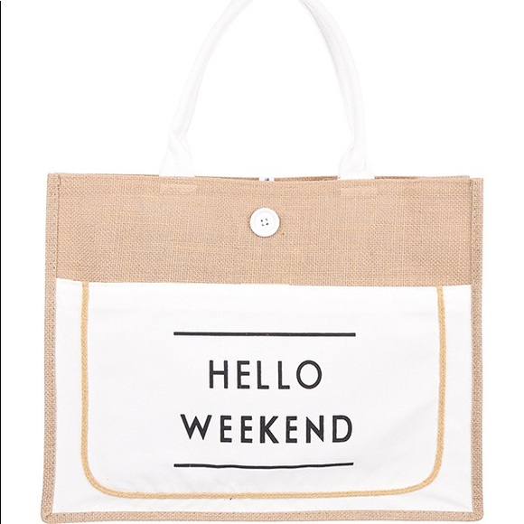 HELLO WEEKEND TOTE BAG - White - Picture 2 of 4